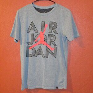 Jordan Woman Small Gray Orange Black Graphic Airman Short Sleeve Shirt